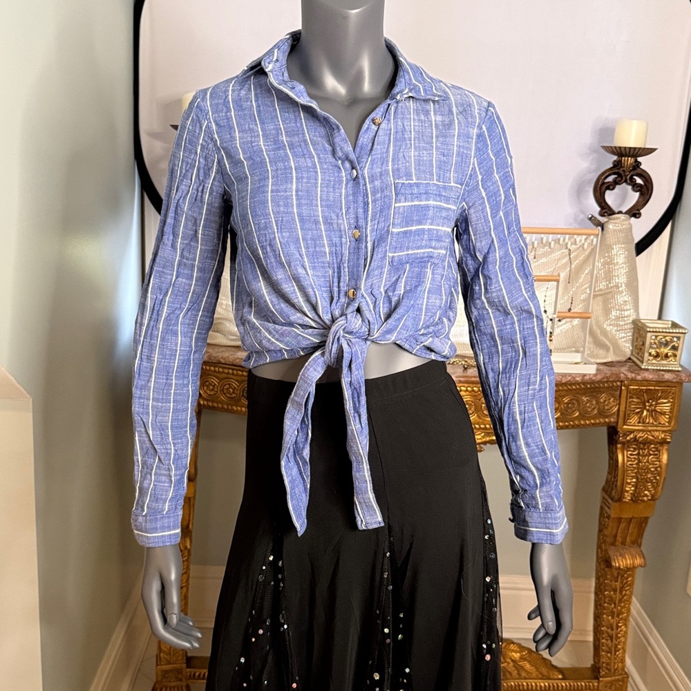 Ivanka Trump Navy and White Striped Top